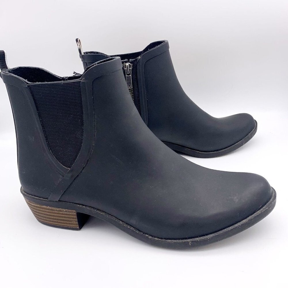 Lucky Brand Rain Boots Women's 11 M Basel H2O Black Western Style Double Zipper